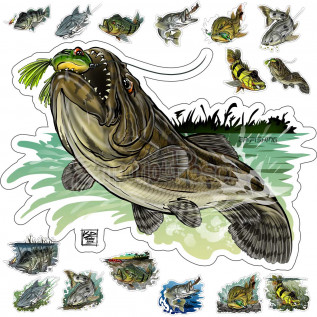 Adesivo Peixes EP Fishing By Kid Ocelos Pequeno (aprox. 15x12cm)
