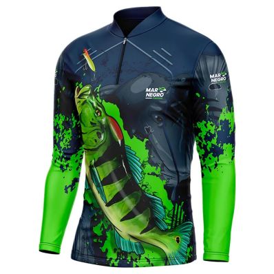 Camiseta Mar Negro Infantil Premium Tucunaré Azul (+50UV)