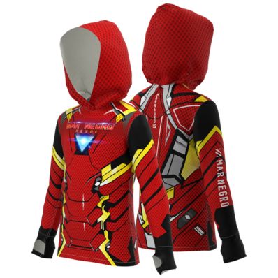 Camiseta Mar Negro Infantil X-Potection Sublimada com Capuz Homem de Ferro (+50UV)