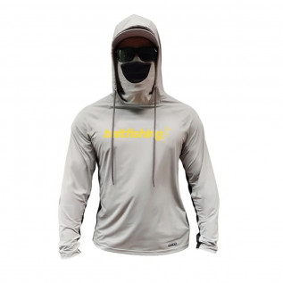 Camiseta de Pesca Bait Fishing Armura Icy Hoodie Cinza (com Capuz e Buff)