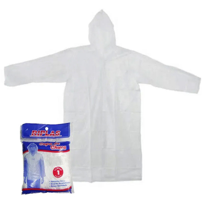 25 Capas de Chuva Transparente Semi Descartável Riplas (3 micras)