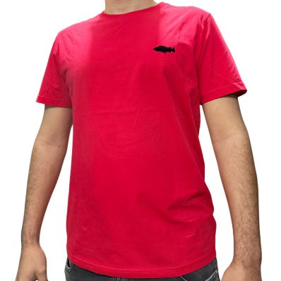 Camiseta Casual Fish Ops Vermelho com logo Preto