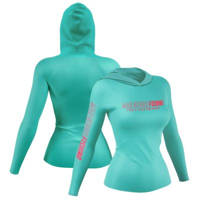 Camiseta Mar Negro Feminina X-Protection Poliamida com Capuz Azul Bebe (+50UV)