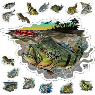 Adesivo Peixes EP Fishing By Kid Ocelos Médio (aprox. 30x23cm)