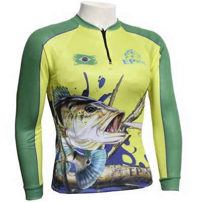 Camiseta de Pesca EP Fishing II Feminina Tucuna Azul Brasil (+50UV)