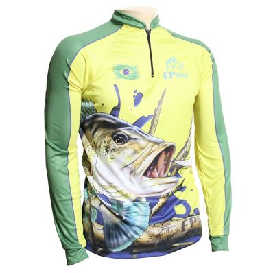 Camiseta de Pesca EP Fishing II Tucuna Azul Brasil (Tamanho Especial, +50UV)